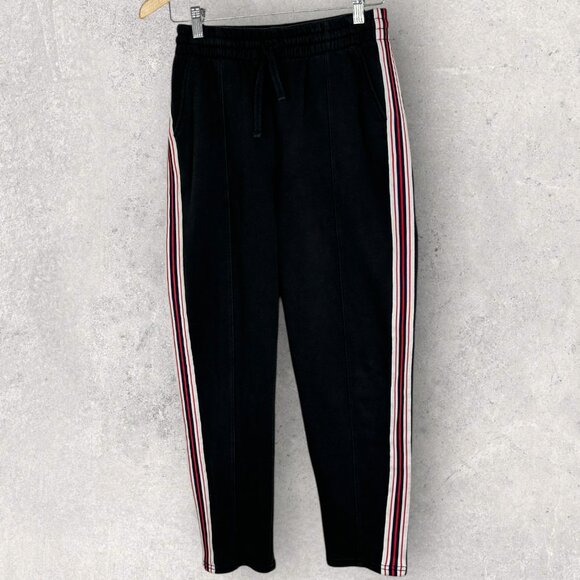 Aritzia TNA Iconic Fleece Sweatpants Side Stripe Size Small Retro Joggers Black - Picture 14 of 14